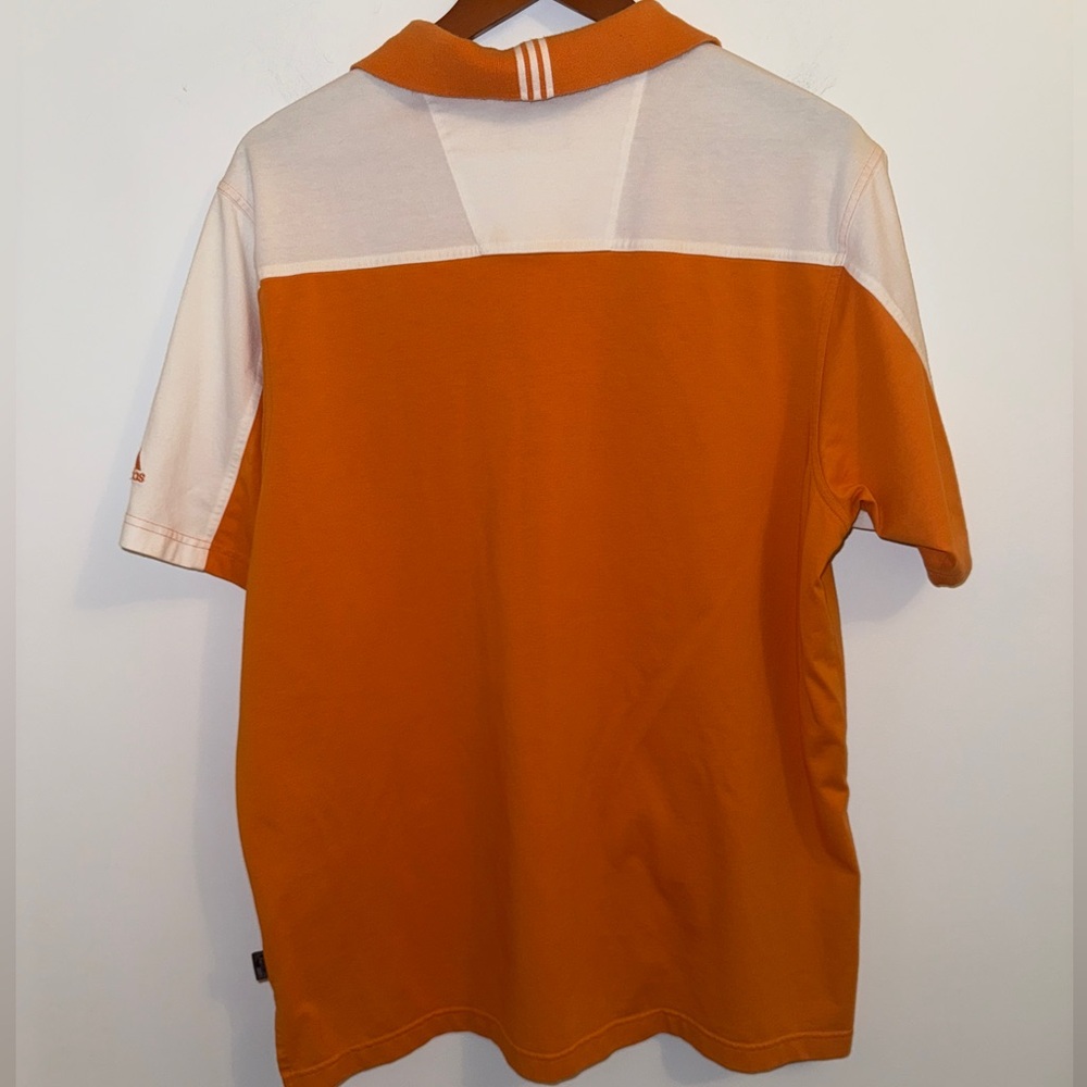 🧡 Adidas ClimaLite Orange & White Colorblock Polo Shirt – Men’s L - Picture 7 of 14